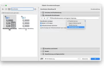 Der Einstellungsdialog für das Koordinatenbemaßungs-Objekt.
